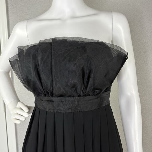 WHBM Mini Dress Babydoll Strapless Cocktail Black Whimsygoth Size 6 - Picture 5 of 7